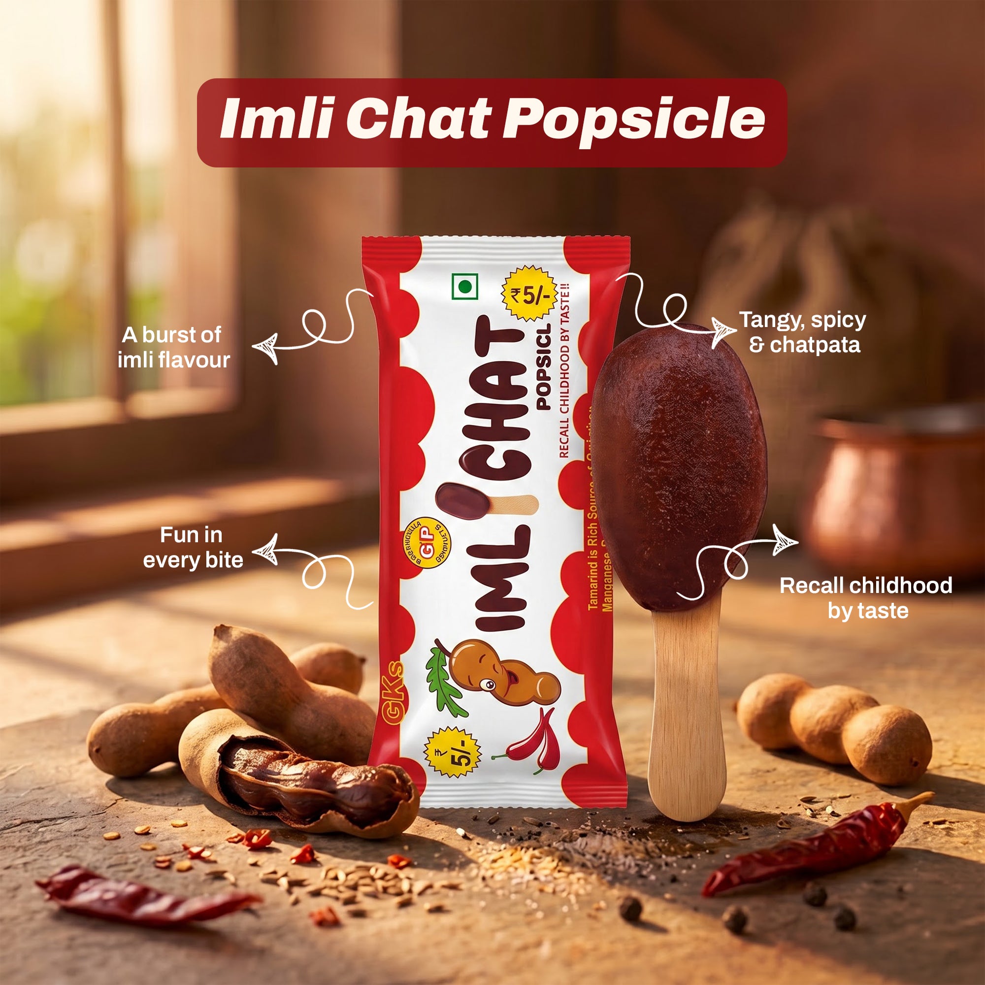 Imli Chat Popsicle – Pack of 50 Pcs (7g Each)
