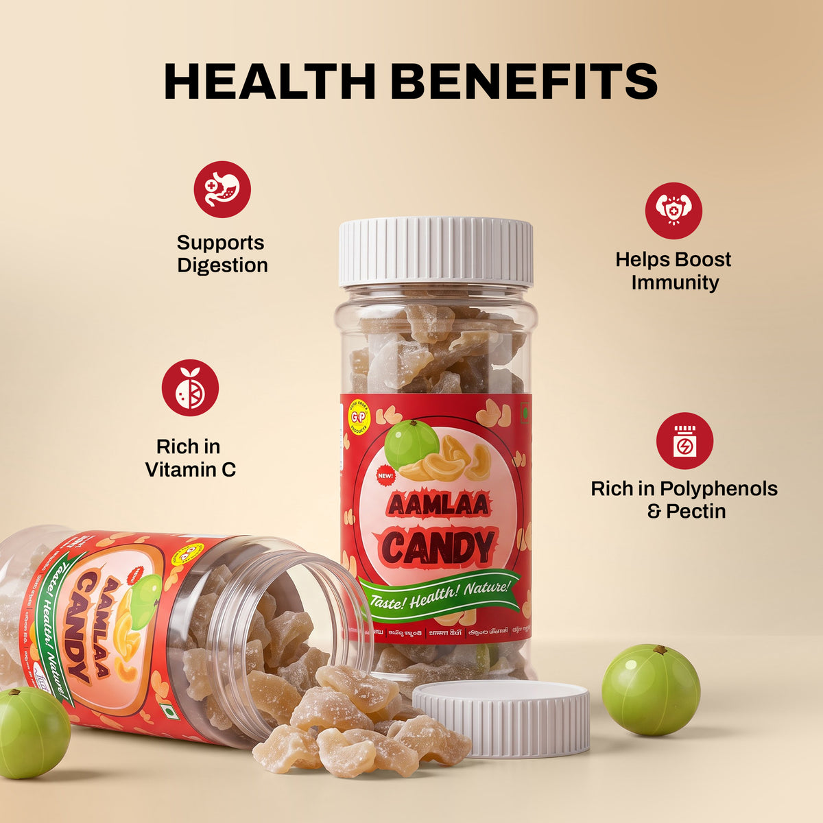 Aamlaa Candy – Value Pack of 3 Jars (90g Each)