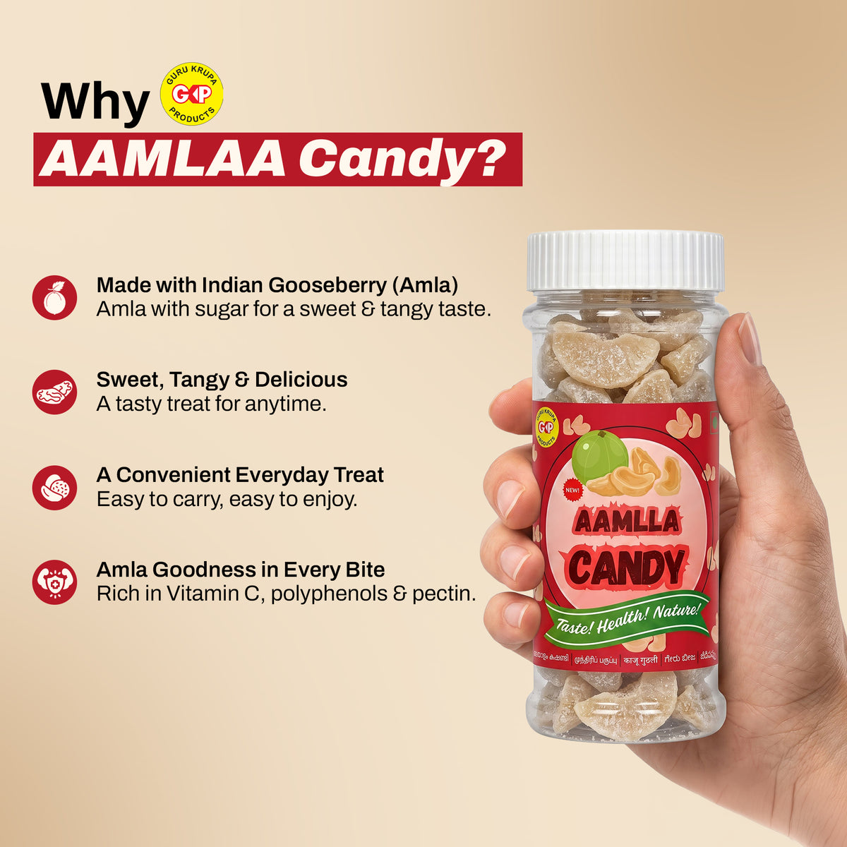 Aamlaa Candy – Value Pack of 3 Jars (90g Each)